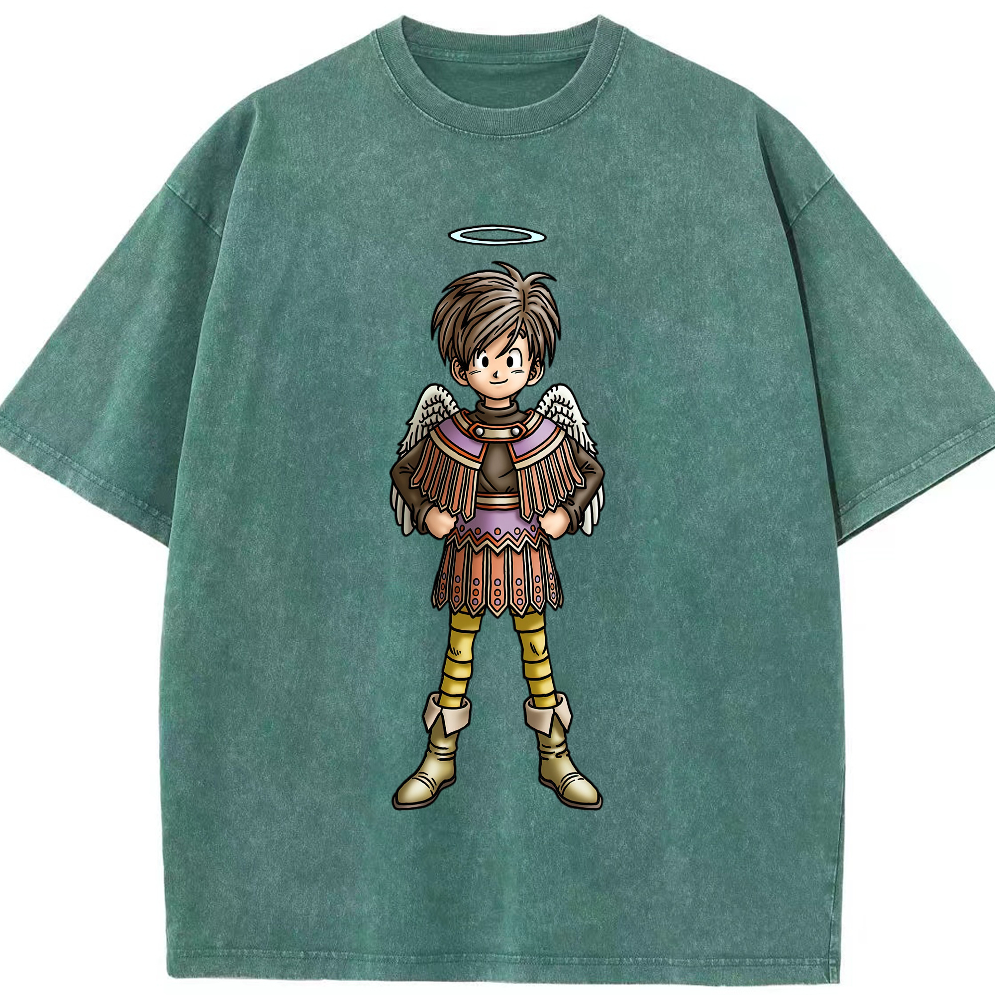 （画像用） ドラゴンクエスト Doragon Kuesuto Dragon Quest 綿100% ヴィンテージ風 半袖Tシャツ（フロントプリント）